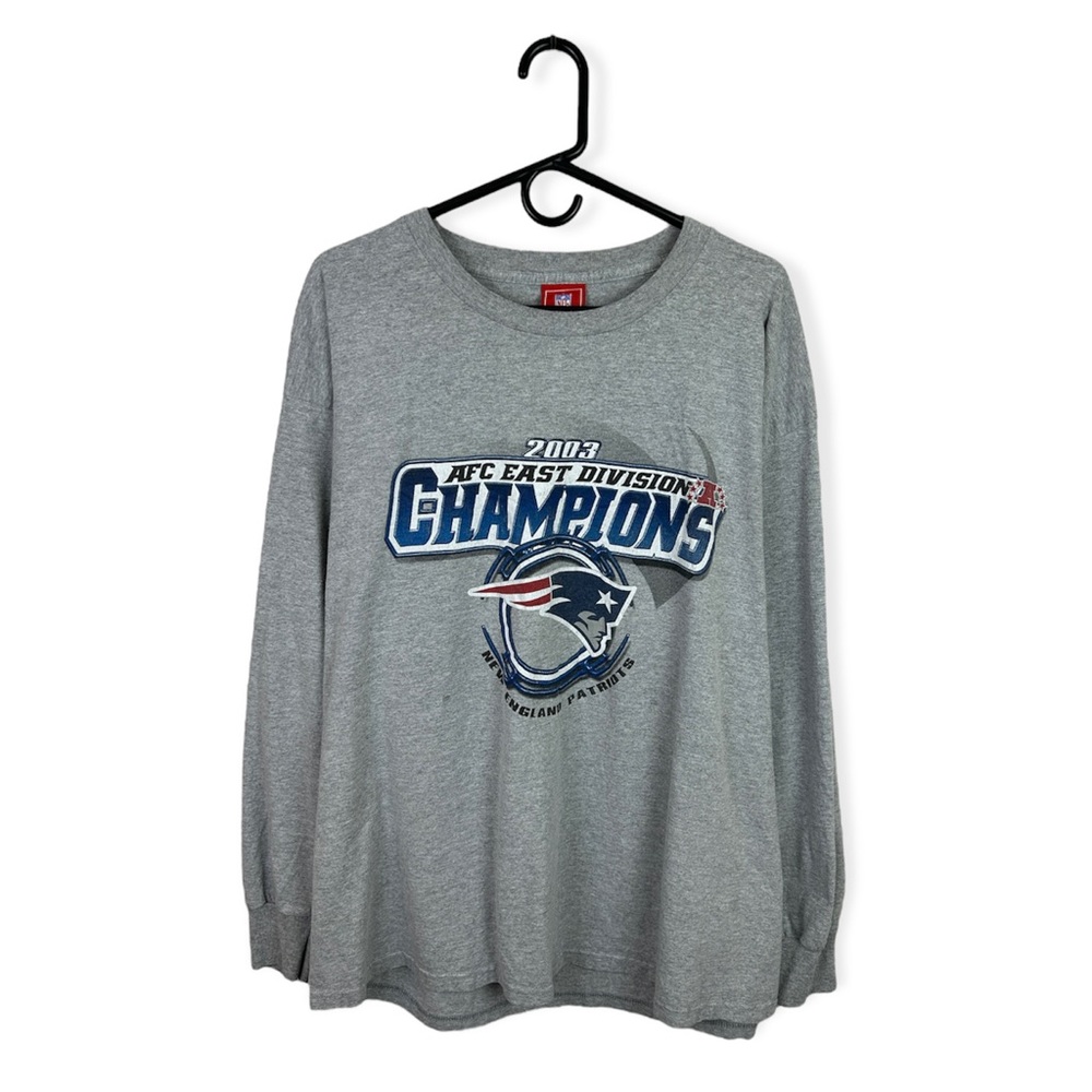 NFL Official Men’s Long Sleeve T Shirt Tee 2003 AFC East Patriots Championship